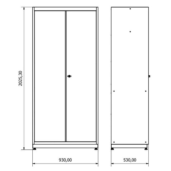 Bild på Högskåp med 2 dörrar - bred modell 93 cm - Verkstadsinredning