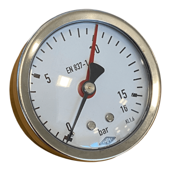 Bild på Manometer Ø63, 16bar, bakåtvänd G 1/4"