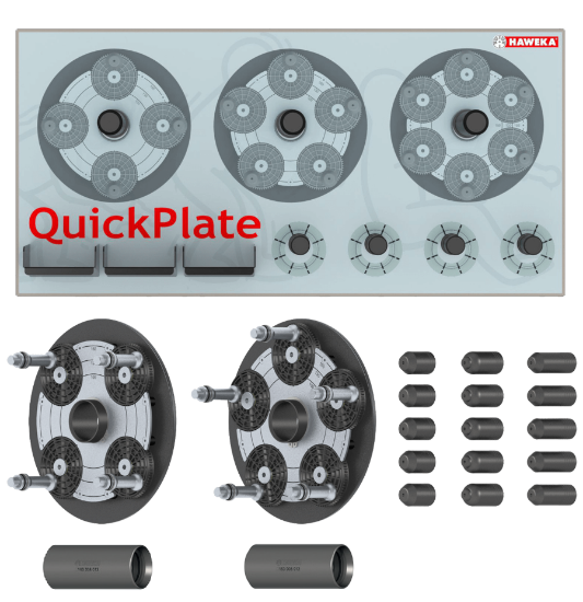 Bild på Haweka Quickplate V-set 36mm - 4 & 5 håls inkl. väggfäste