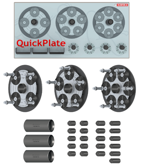 Bild på Haweka Quickplate V-set 40mm - 4, 5 & 6 håls inkl. väggfäste