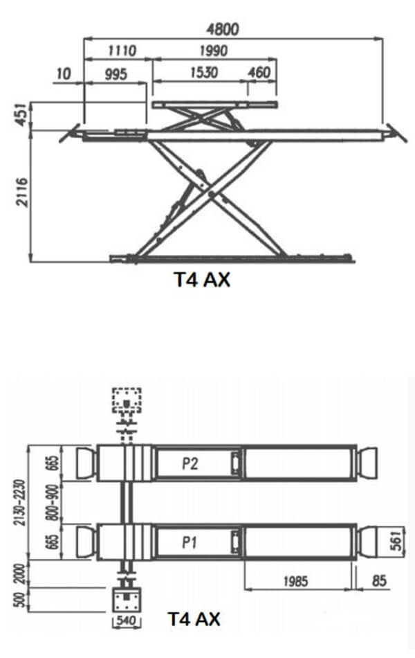 Kørebanesaxlift – 4 T – 4800 mm kørebane