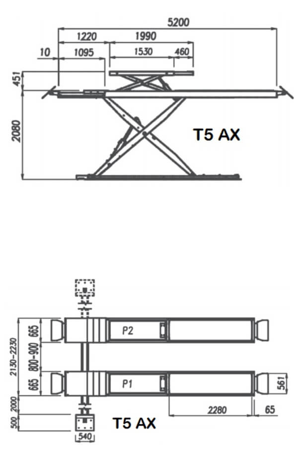 Kørebanesaxlift – 5,5 T – 5200 mm kørebane